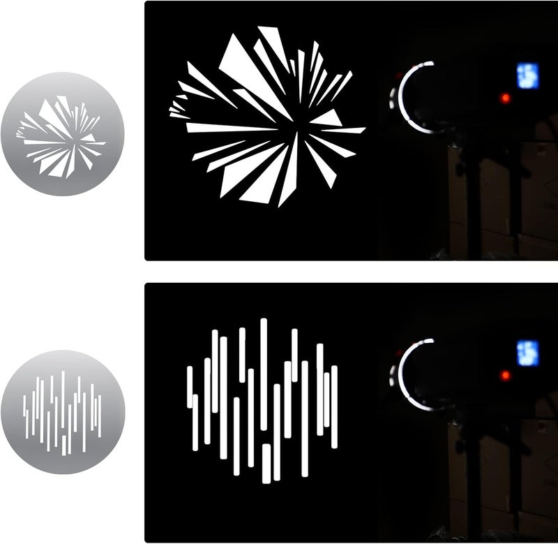 soonpho 12-Pack Round GOBO Kit, 66mm Metal Plate with Different Patterns Works with Spotlight Attachment and OT1 Pro II III Optical Snoot to Create Different Lighting Effects - Image 5